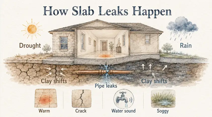How slab leaks happen in Austin homes