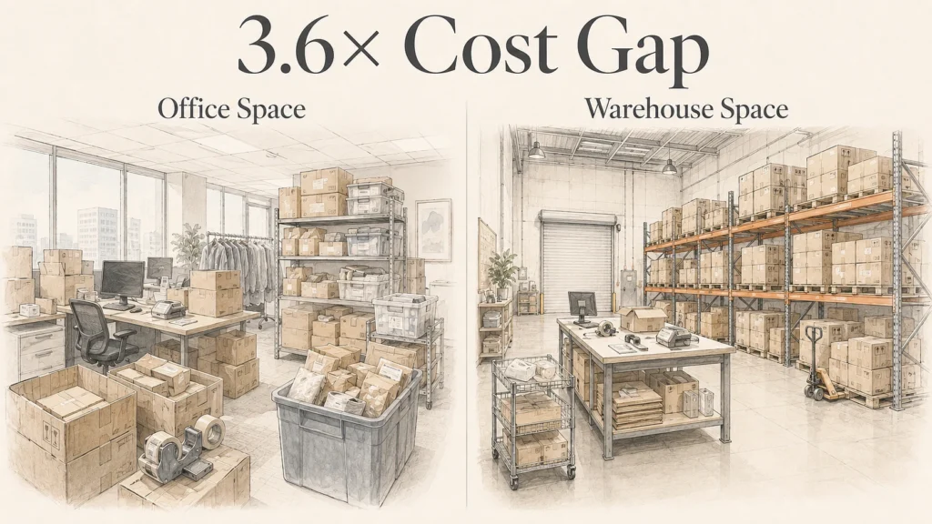 Office vs warehouse space cost