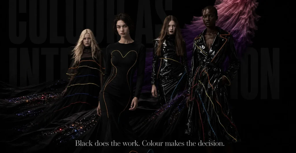 Black as the spine, color as the interruption