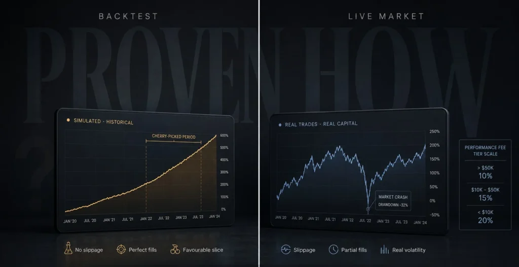 Track Record Live Market vs Backtests