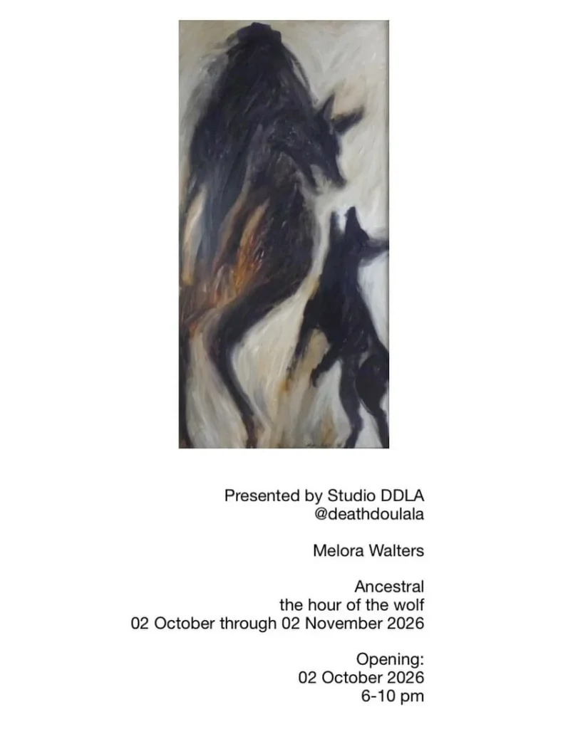 Poster for Melora Walters Ancestral the hour of the wolf at Studio DDLA, 944 Chung King Road, Los Angeles